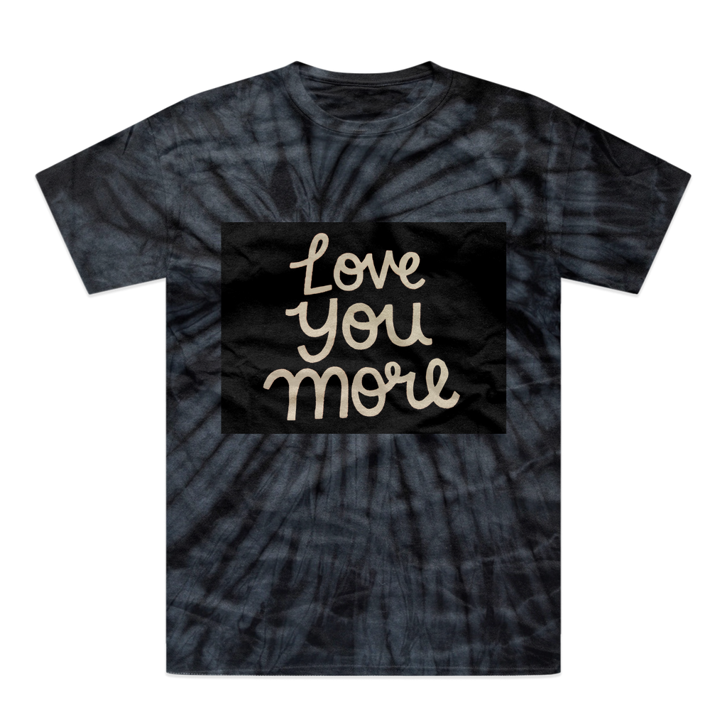 Love You More Tonal Spider Tie-Dye T-Shirt showcasing vibrant colors and unique patterns, made from heavyweight cotton with a comfortable fit.