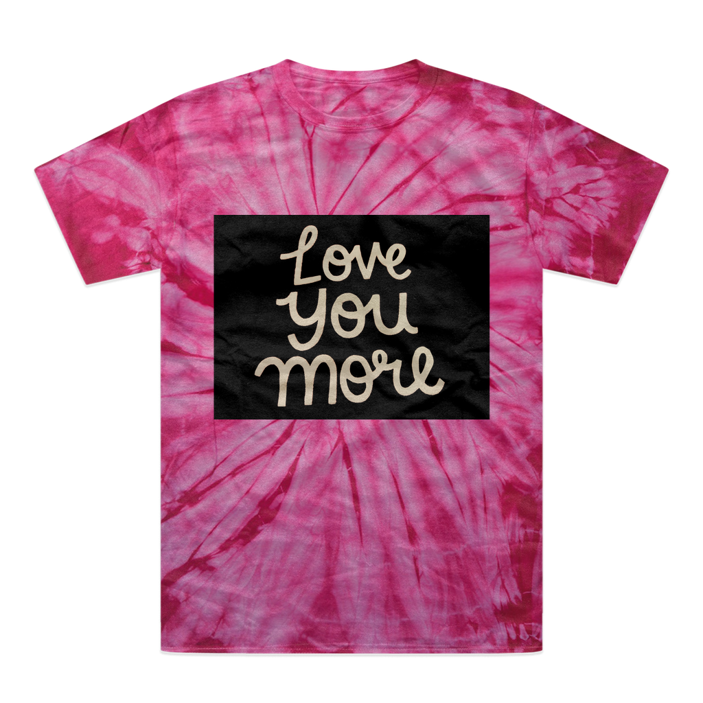 Love You More Tonal Spider Tie-Dye T-Shirt showcasing vibrant colors and unique patterns, made from heavyweight cotton with a comfortable fit.