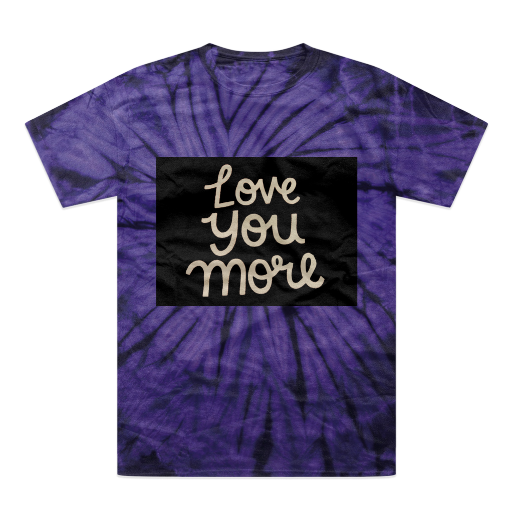 Love You More Tonal Spider Tie-Dye T-Shirt showcasing vibrant colors and unique patterns, made from heavyweight cotton with a comfortable fit.