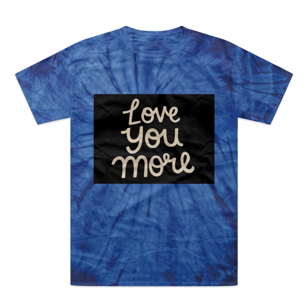 Love You More Tonal Spider Tie-Dye T-Shirt showcasing vibrant colors and unique patterns, made from heavyweight cotton with a comfortable fit.