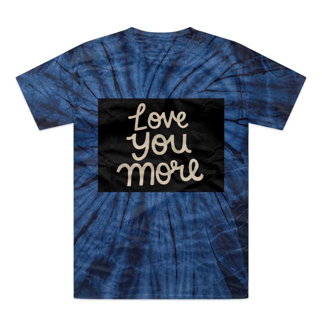 Love You More Tonal Spider Tie-Dye T-Shirt showcasing vibrant colors and unique patterns, made from heavyweight cotton with a comfortable fit.