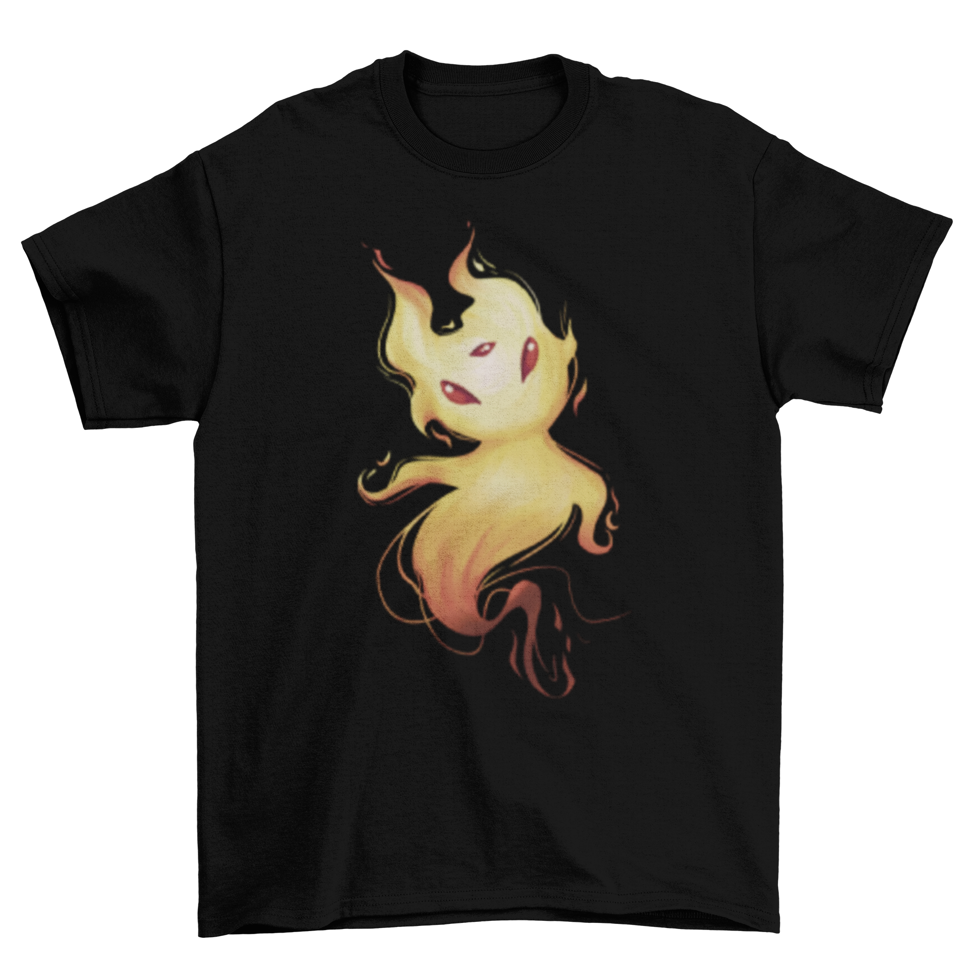 Lovely Cute Fashion Magic Flame Monsters T-shirt featuring a whimsical fire spirit design, perfect for casual wear.