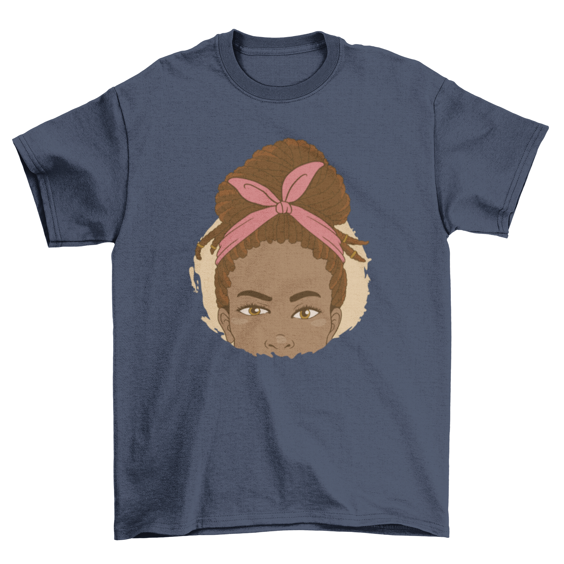A stylish t-shirt featuring a black woman with braids, showcasing cultural beauty and individuality.