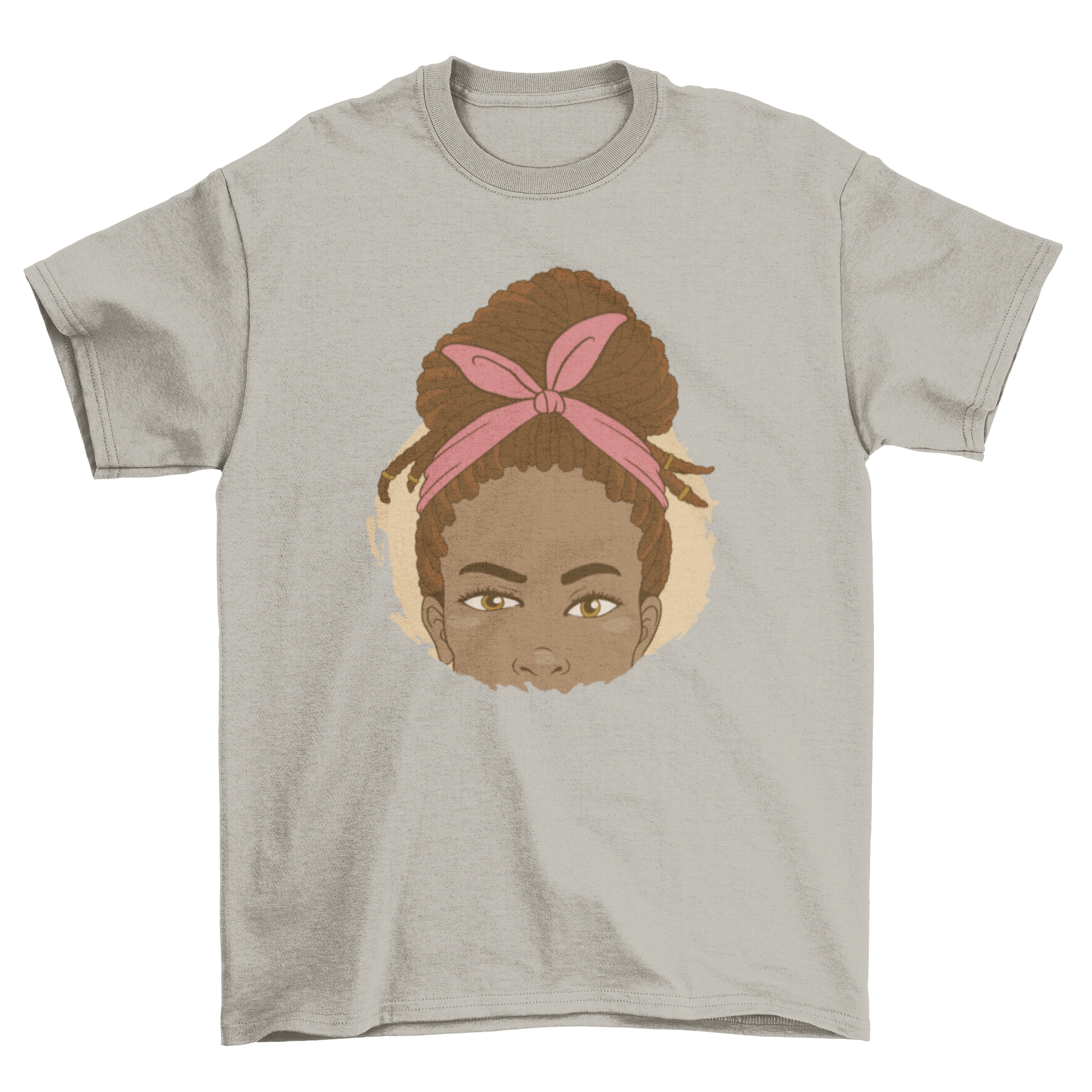A stylish t-shirt featuring a black woman with braids, showcasing cultural beauty and individuality.