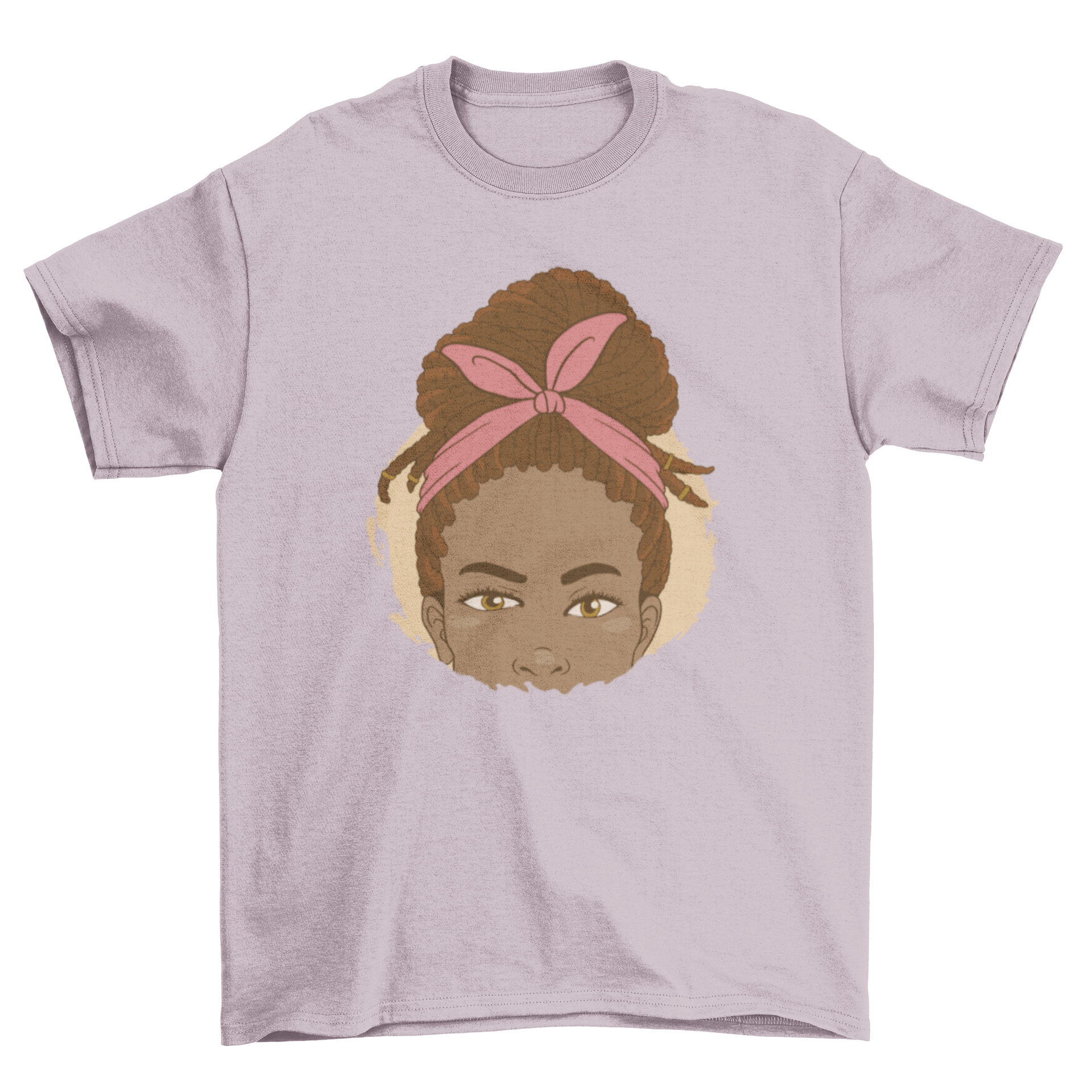 A stylish t-shirt featuring a black woman with braids, showcasing cultural beauty and individuality.
