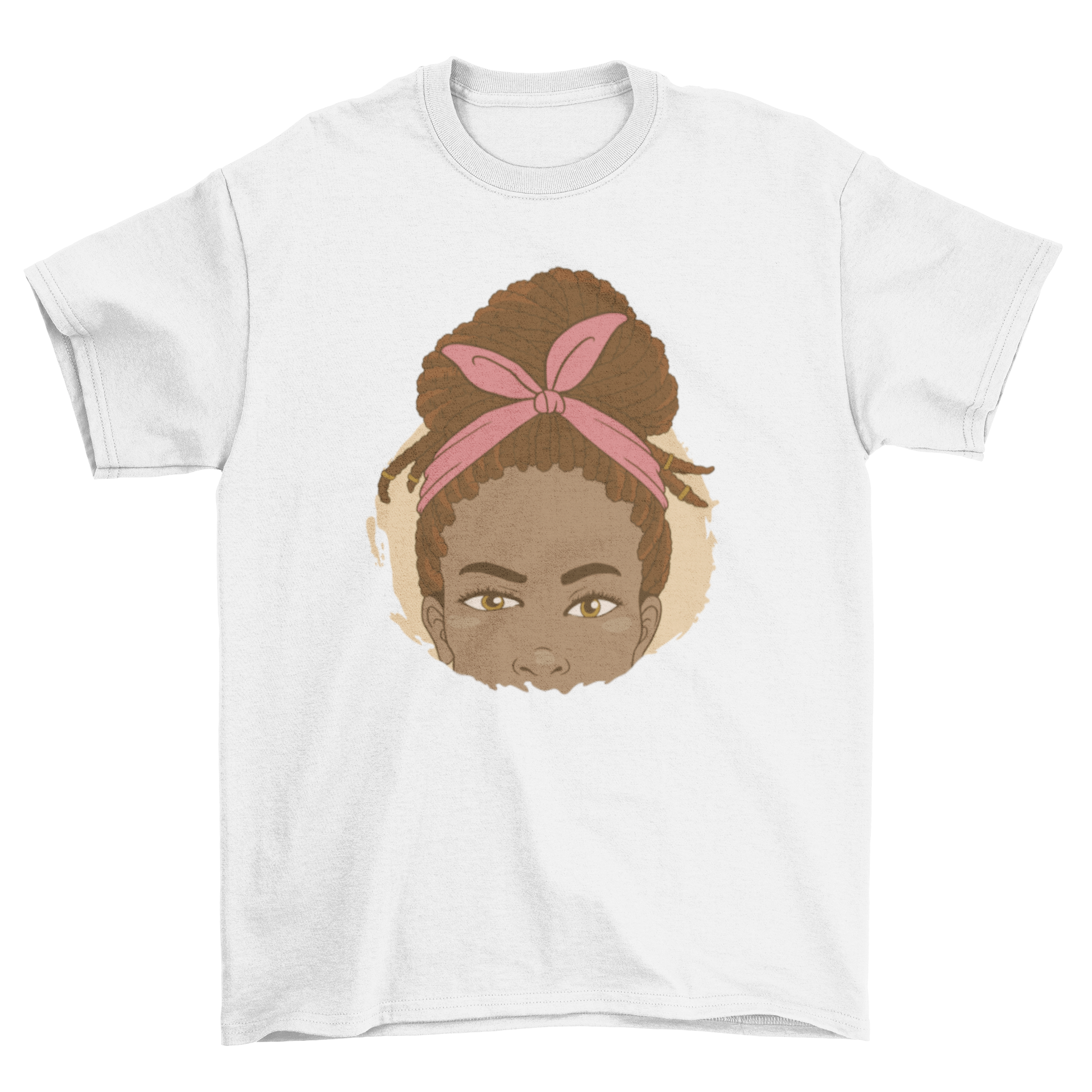 A stylish t-shirt featuring a black woman with braids, showcasing cultural beauty and individuality.