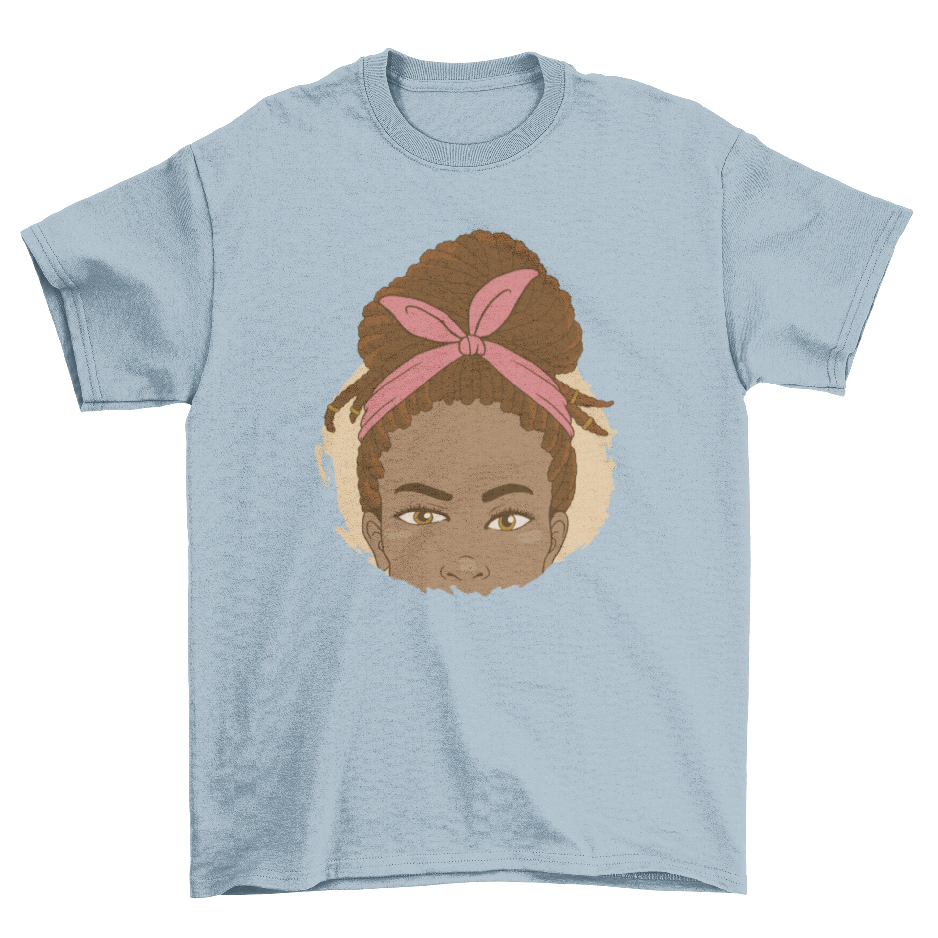A stylish t-shirt featuring a black woman with braids, showcasing cultural beauty and individuality.