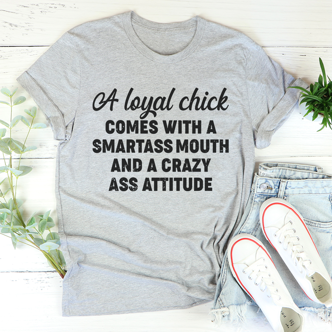 Loyal Chick T-Shirt made of soft ring-spun cotton, featuring double stitching for durability, available in various sizes.