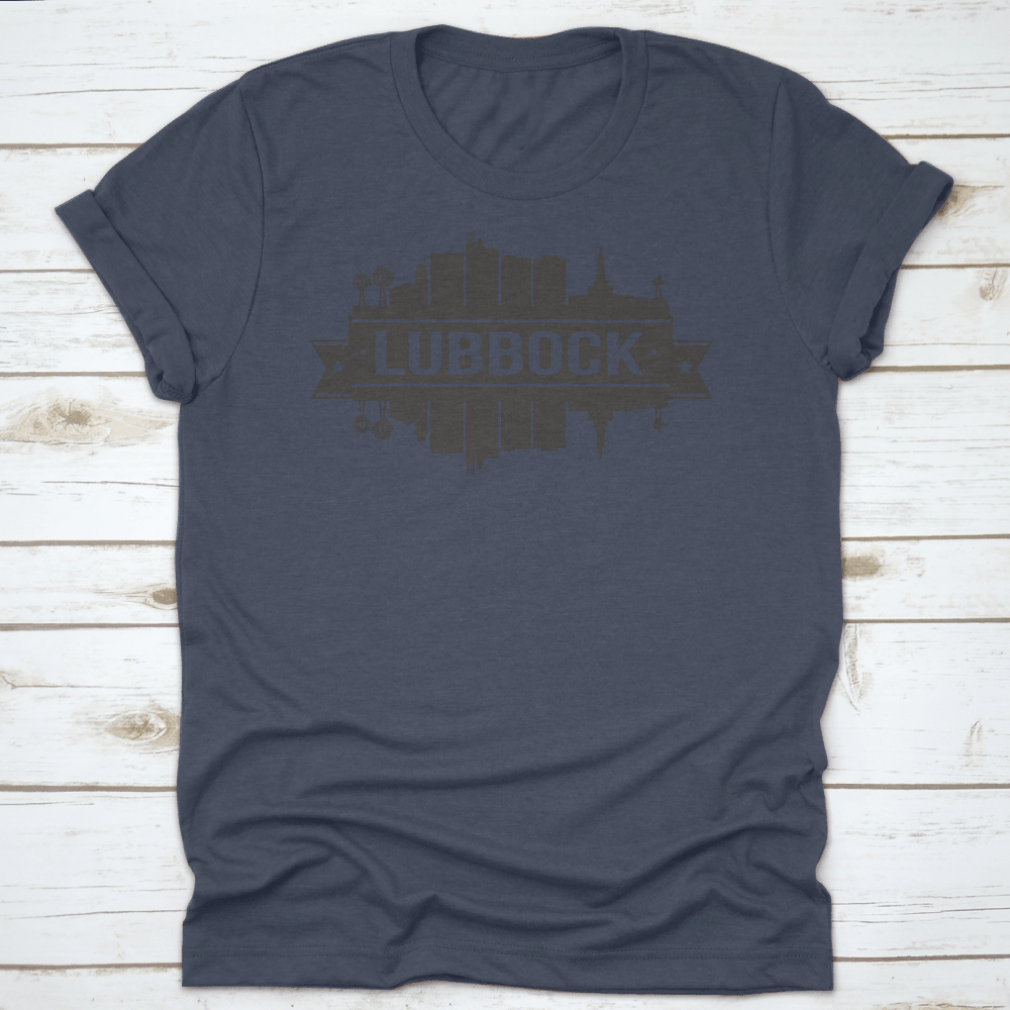 Lubbock Texas skyline silhouette design featuring iconic city landmarks in a stylish vector art format.