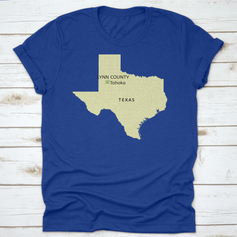 Detailed Texas state map highlighting Lynn County and City of Tahoka, showcasing roads and landmarks.