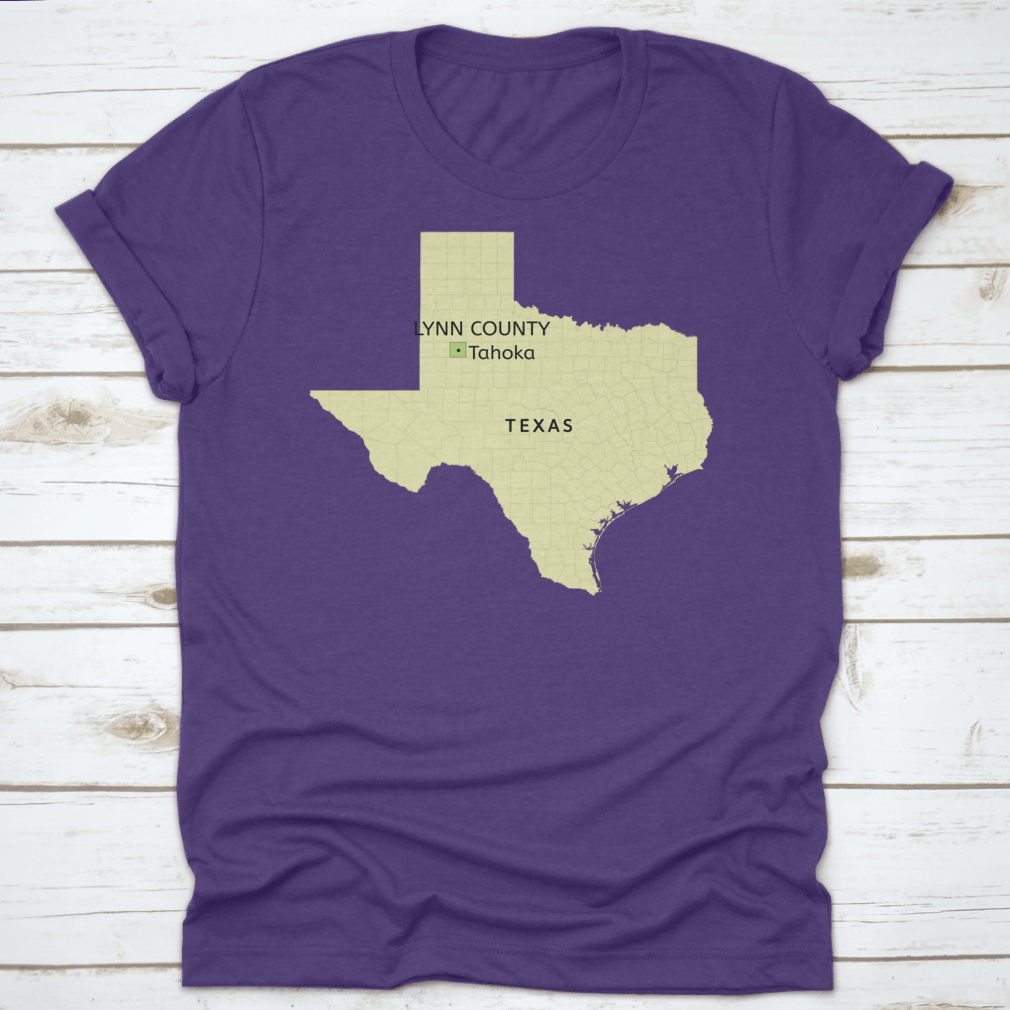 Detailed Texas state map highlighting Lynn County and City of Tahoka, showcasing roads and landmarks.