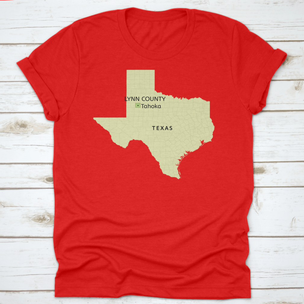 Detailed Texas state map highlighting Lynn County and City of Tahoka, showcasing roads and landmarks.