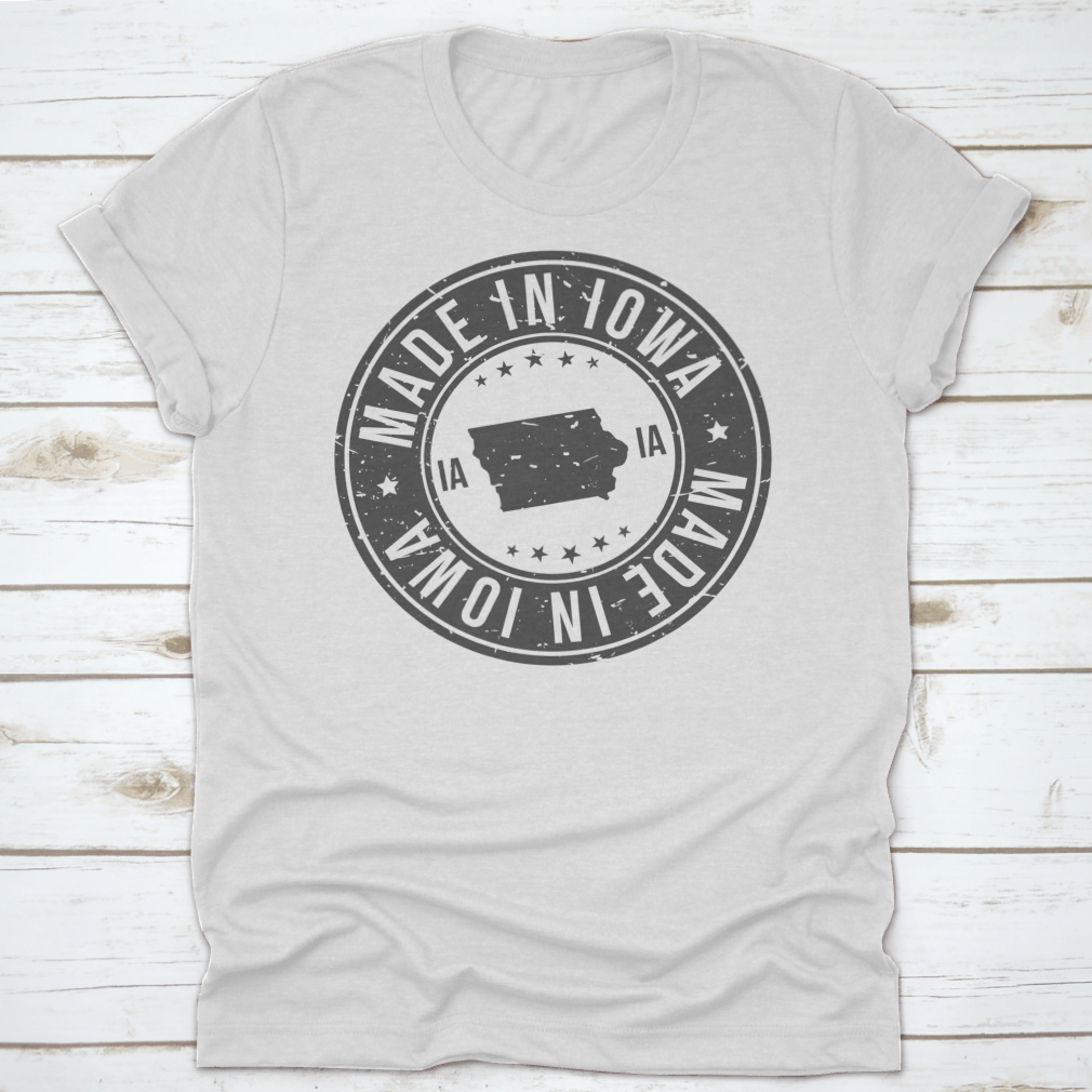 A stylish t-shirt featuring a unique Iowa State USA map design, made from high-quality cotton fabric.