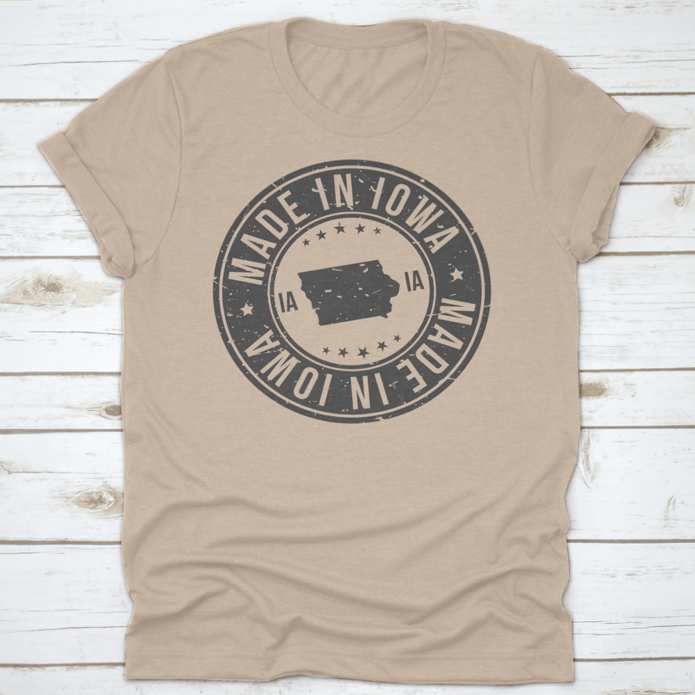 A stylish t-shirt featuring a unique Iowa State USA map design, made from high-quality cotton fabric.