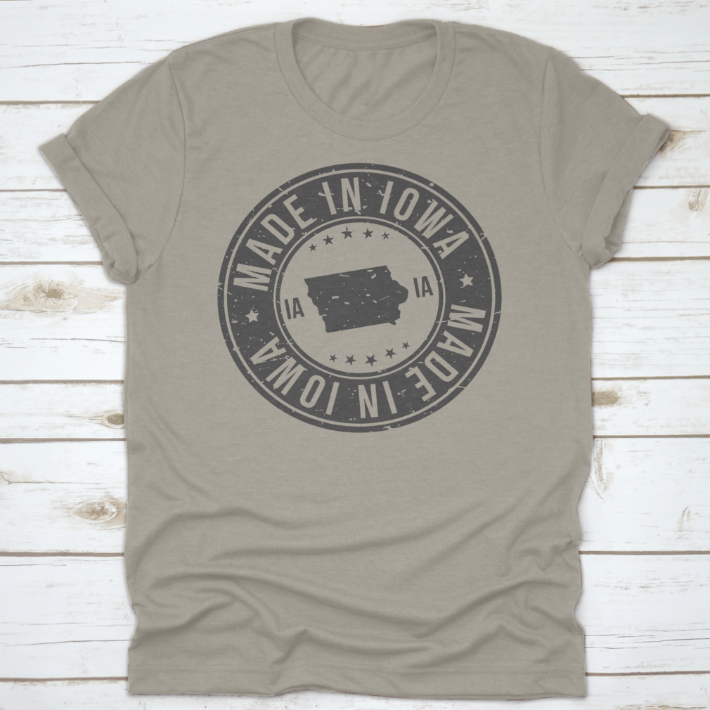 A stylish t-shirt featuring a unique Iowa State USA map design, made from high-quality cotton fabric.