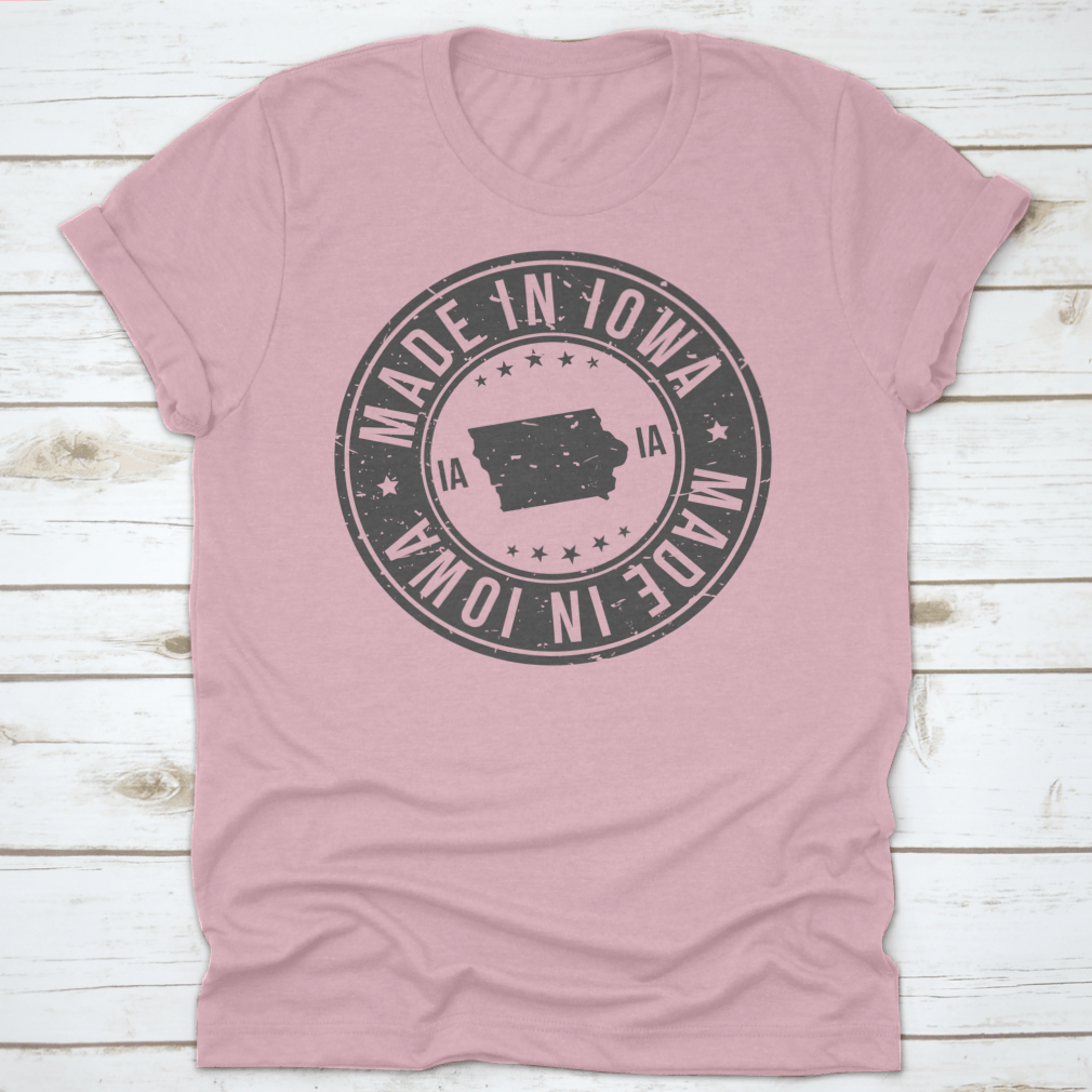 A stylish t-shirt featuring a unique Iowa State USA map design, made from high-quality cotton fabric.