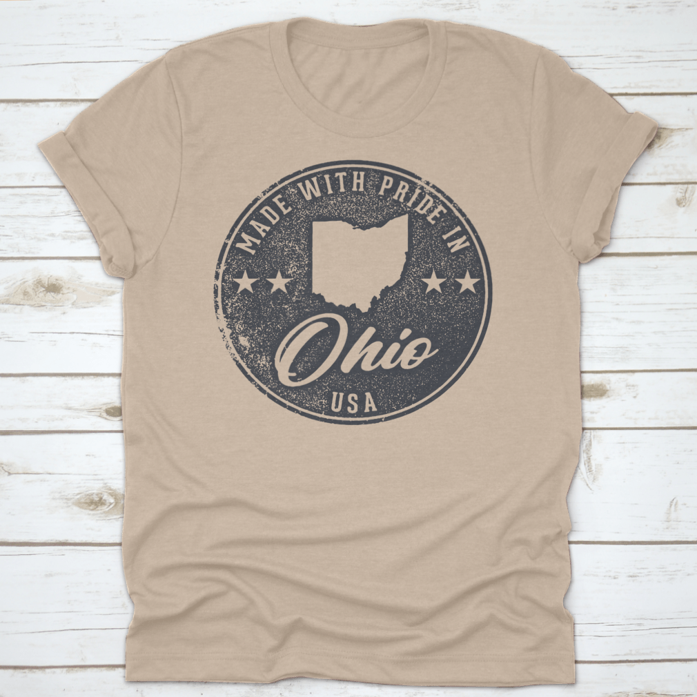 A comfortable Made In Ohio State travel destination shirt featuring a classic fit and high-quality cotton fabric.