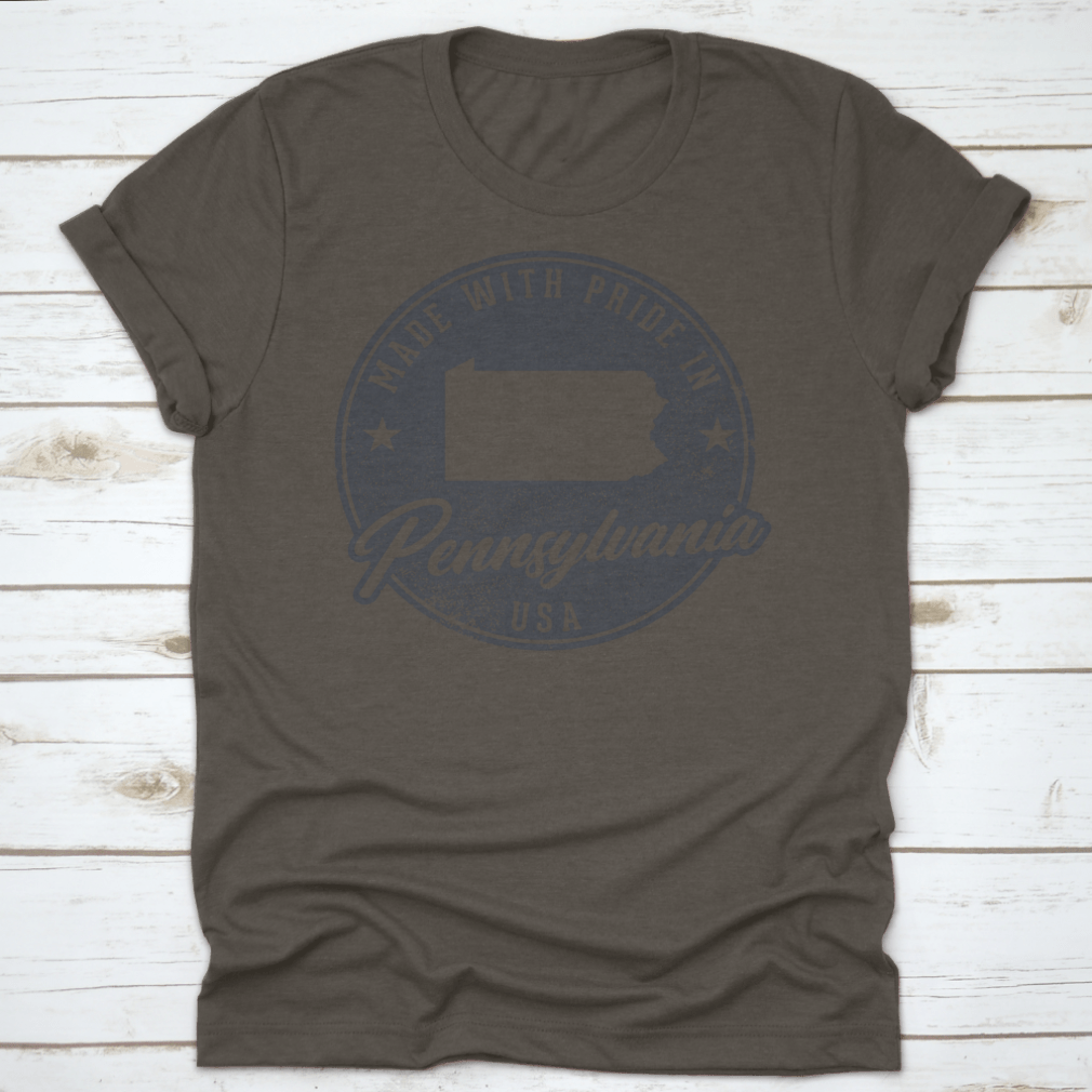 A stylish Made In Pennsylvania T-Shirt featuring a unique vector design, showcasing state pride in a comfortable fit.