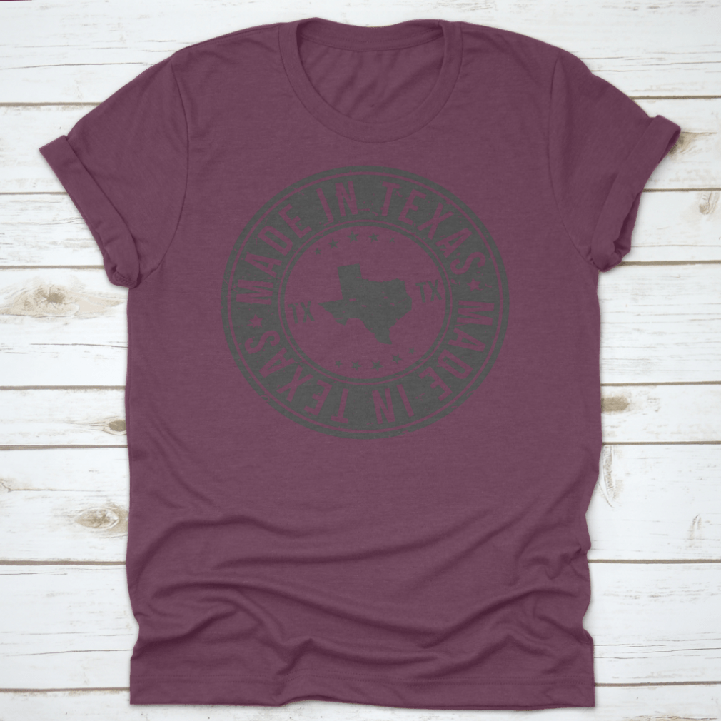A stylish graphic design shirt featuring the Made In Texas Circle Logo, made from 100% cotton with a classic fit.