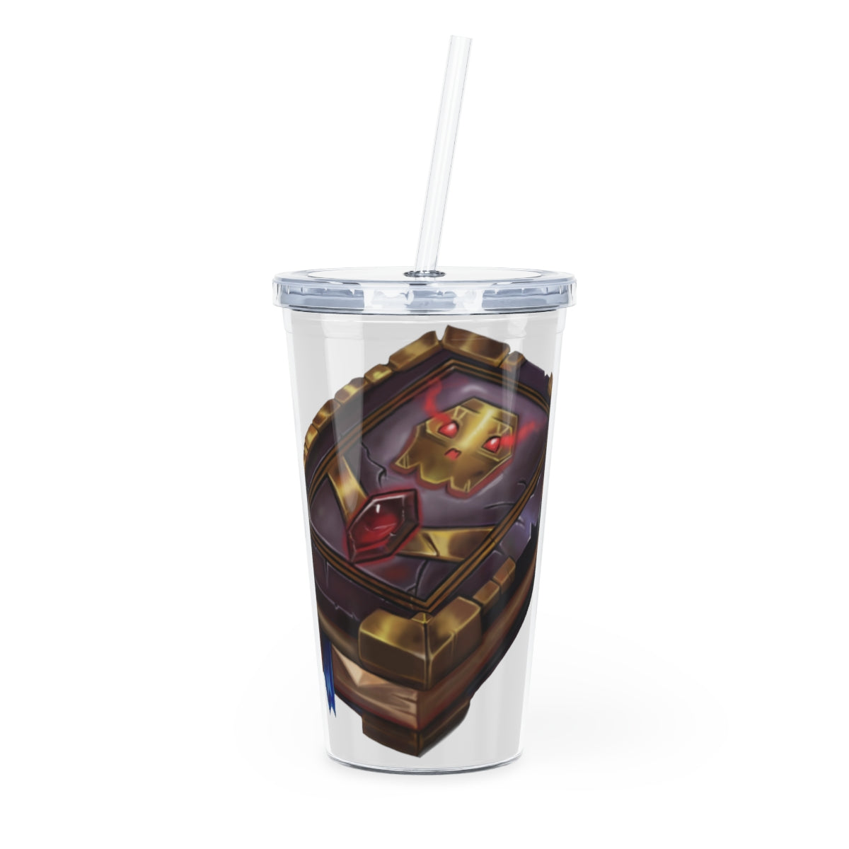 Magic Book Plastic Tumbler with Straw featuring a customizable design and double wall insulation, perfect for drinks at events.