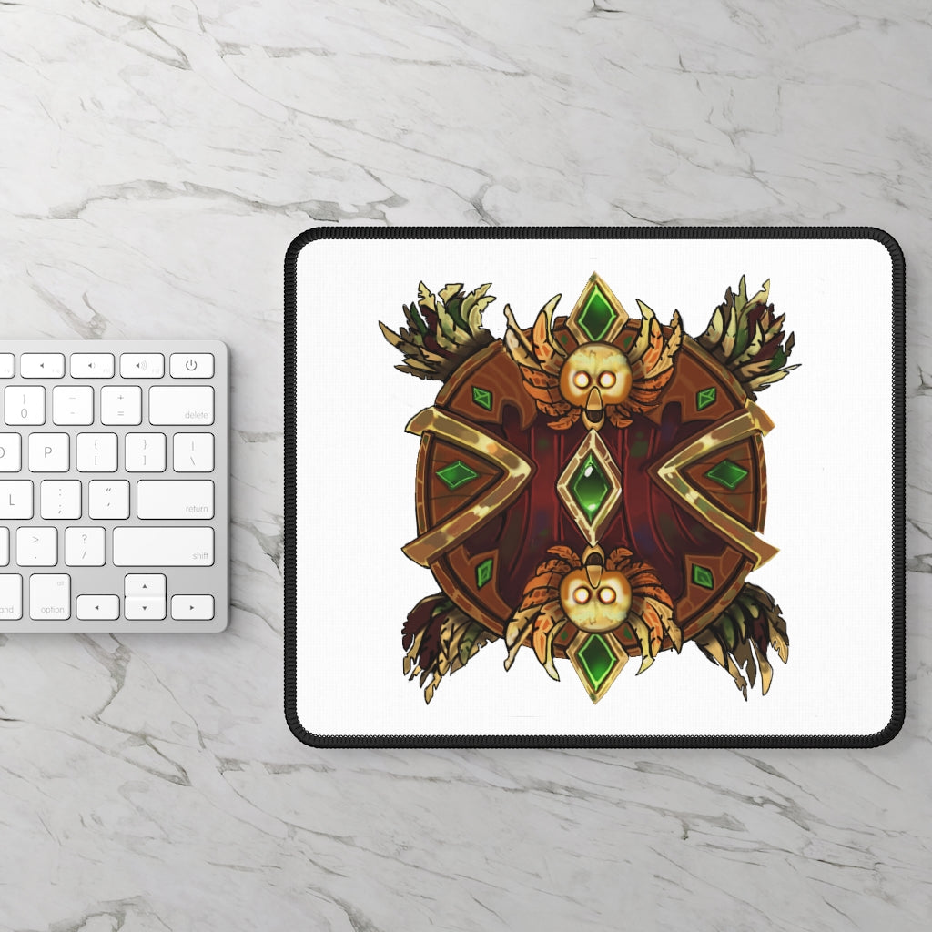 Magic Counter Shield Gaming Mouse Pad featuring vibrant designs and stitched edges, perfect for gaming and office use.