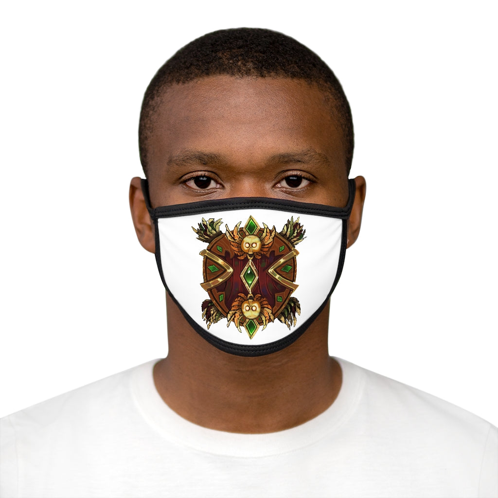 Magic Counter Shield Mixed-Fabric Face Mask featuring a black outer edge and earloops, made of polyester and cotton for comfort and style.