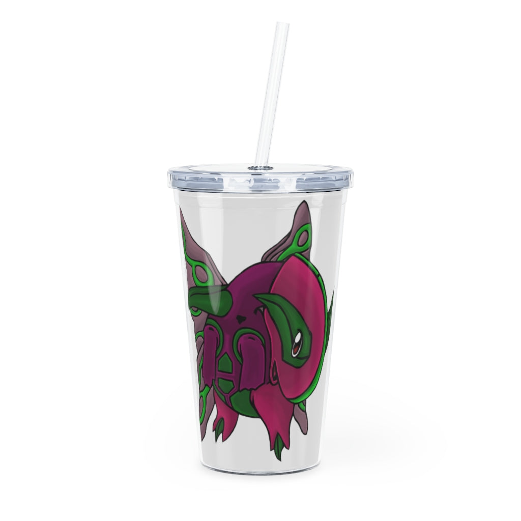 Maigetsu Plastic Tumbler with Straw, featuring a customizable design, lid, and straw, perfect for events and gatherings.