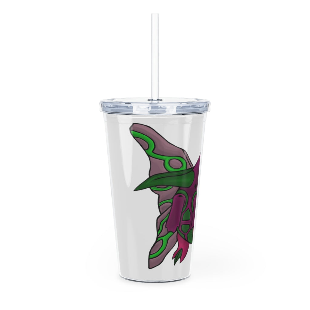 Maigetsu Plastic Tumbler with Straw, featuring a customizable design, lid, and straw, perfect for events and gatherings.