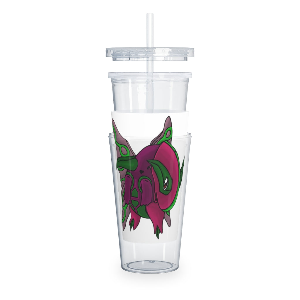 Maigetsu Plastic Tumbler with Straw, featuring a customizable design, lid, and straw, perfect for events and gatherings.