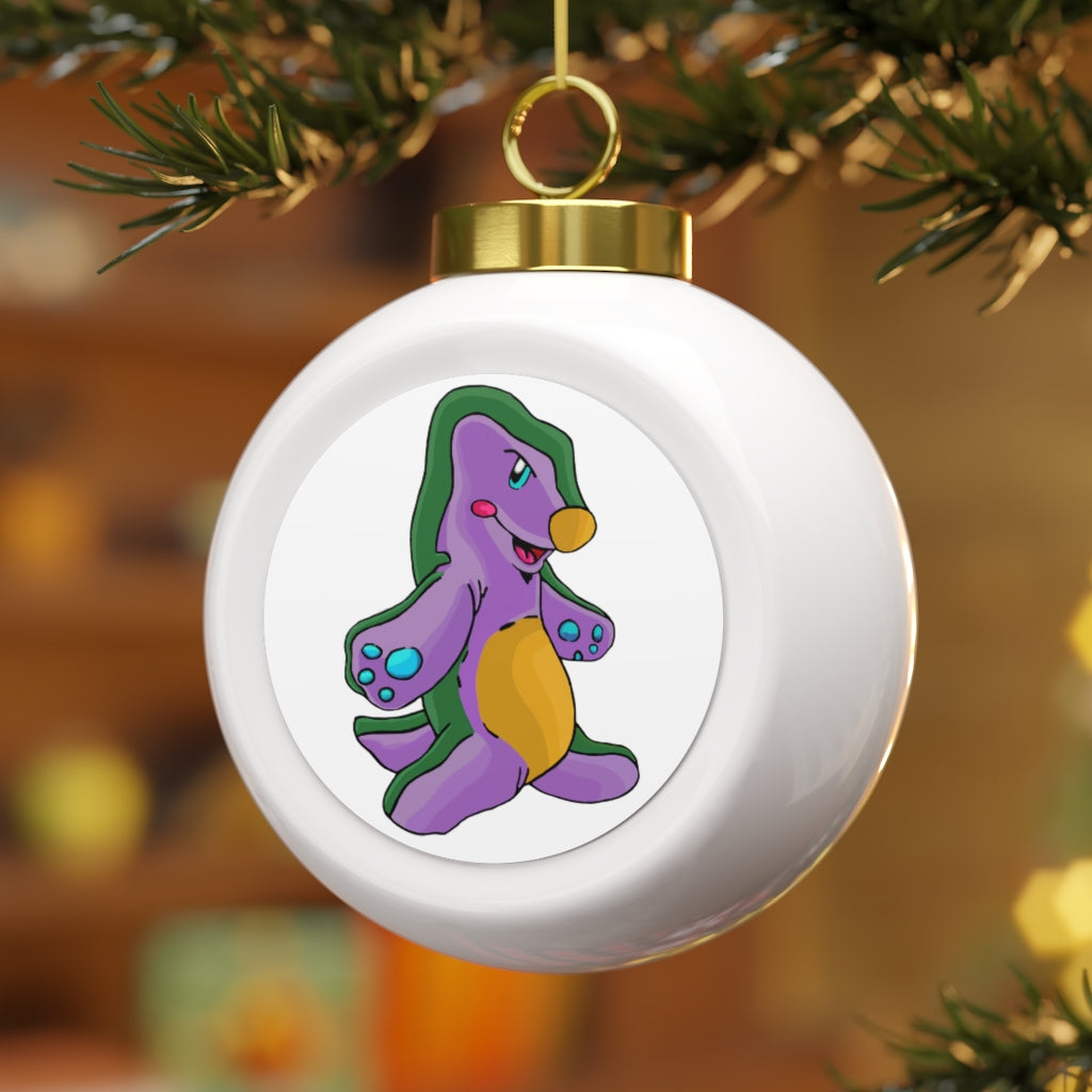 Makket Christmas Ball Ornament with glossy finish and gold ribbon, featuring a vintage design and customizable metal insert.