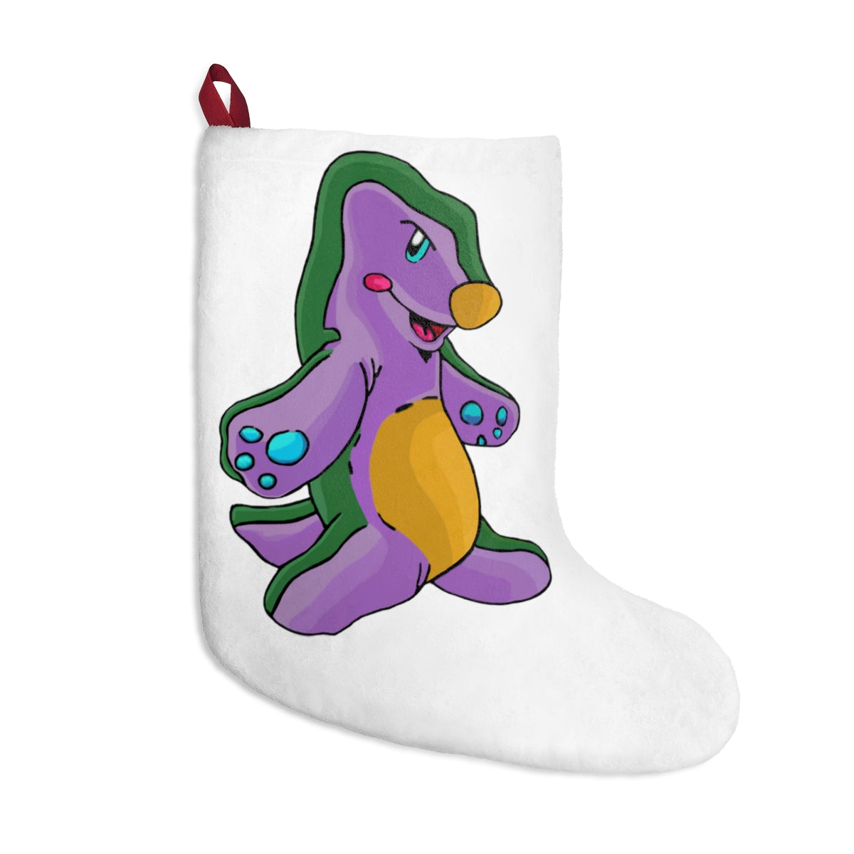 Makket Christmas Stockings hanging by a fireplace, featuring custom prints and a festive design.