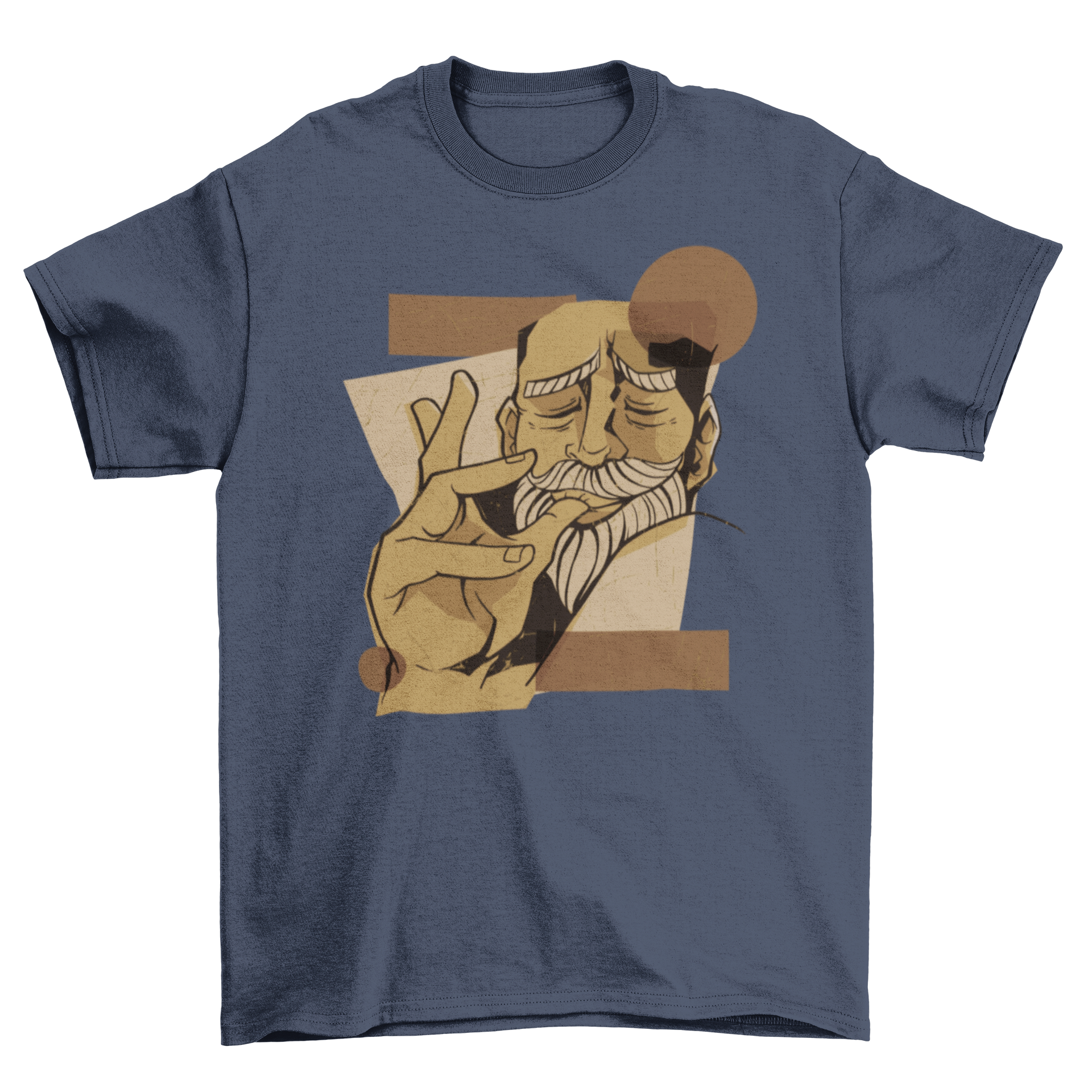 A humorous t-shirt featuring a bearded man licking his fingers, showcasing a love for delicious food.