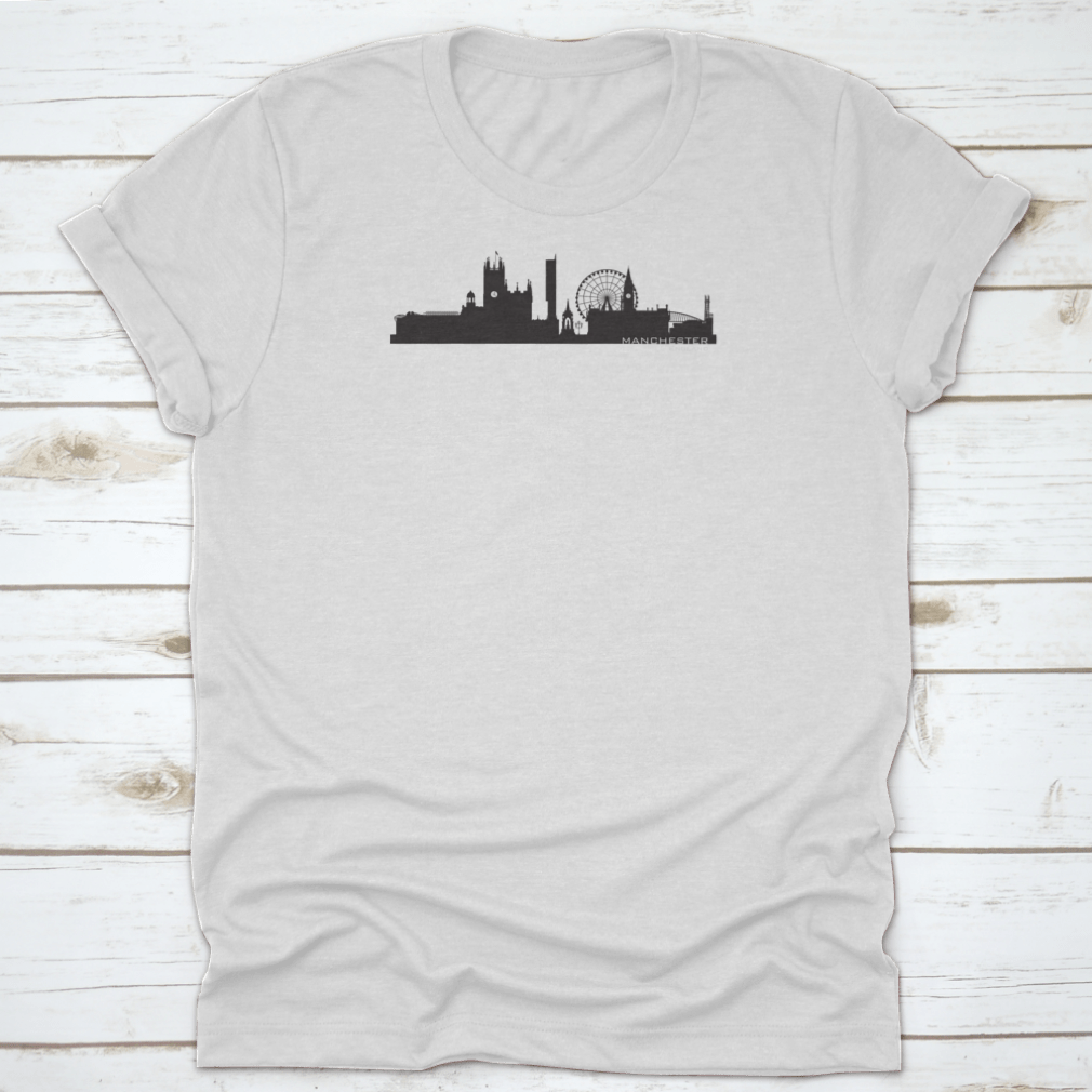 Detailed vector illustration of the Manchester, England skyline showcasing iconic buildings and structures.