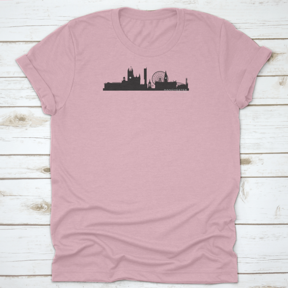 Detailed vector illustration of the Manchester, England skyline showcasing iconic buildings and structures.