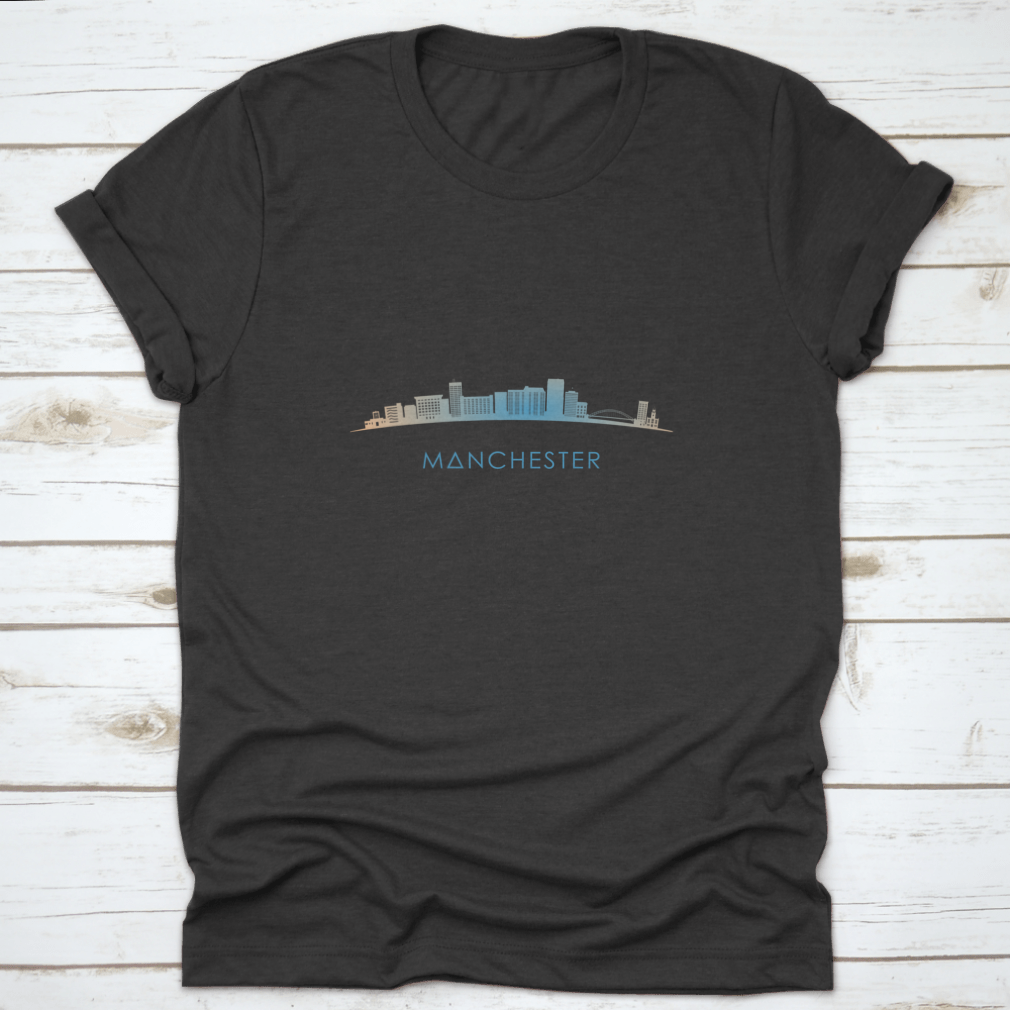 Colorful vector design of the Manchester, New Hampshire skyline silhouette, showcasing iconic buildings and structures.