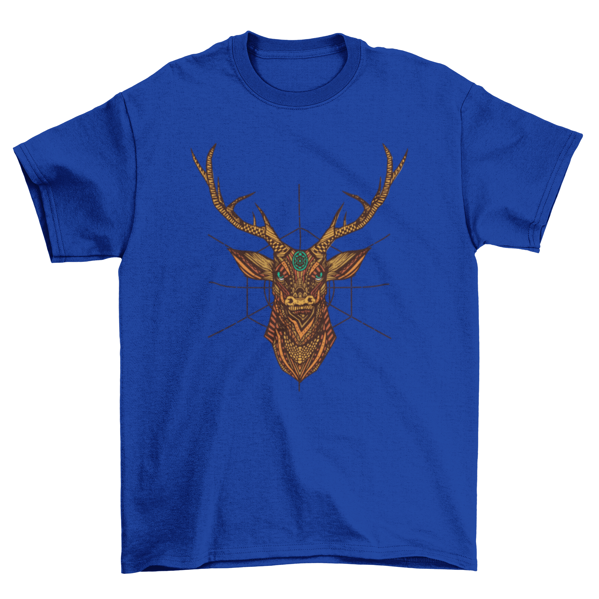 Mandala Deer T-shirt featuring an intricate deer design in mandala art style, showcasing vibrant colors and artistic details.