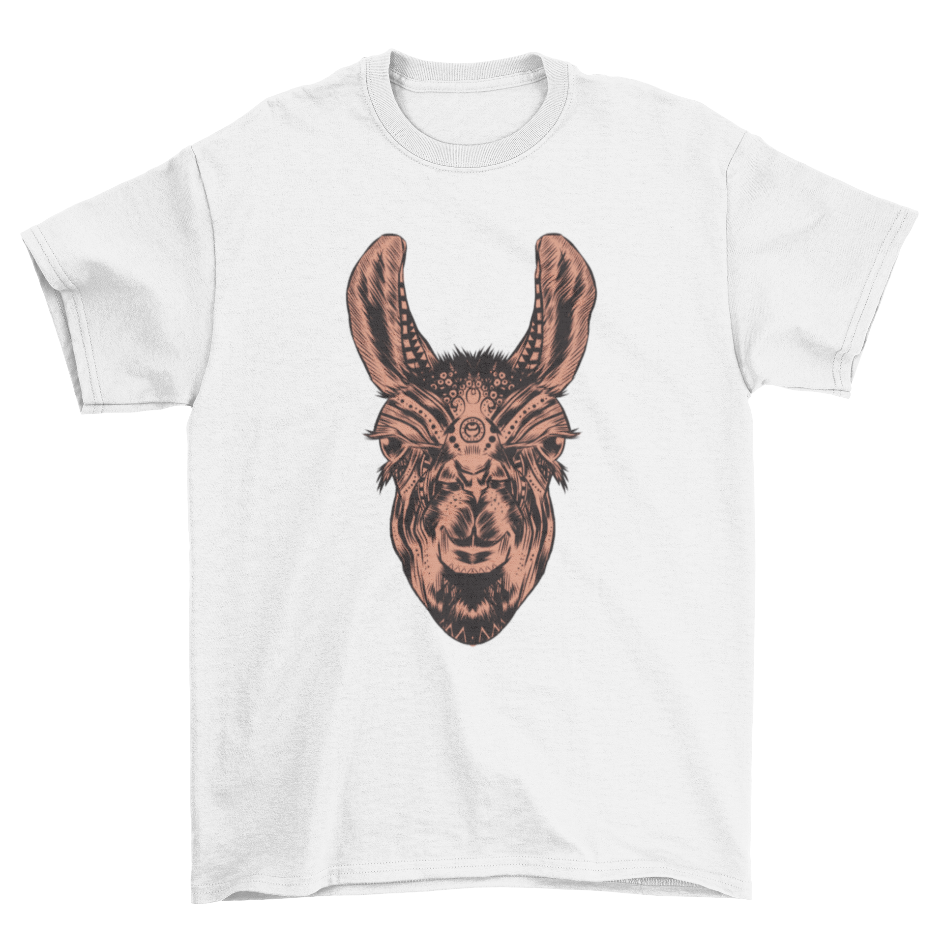 Mandala Llama T-Shirt featuring a colorful llama illustration within a mandala design.