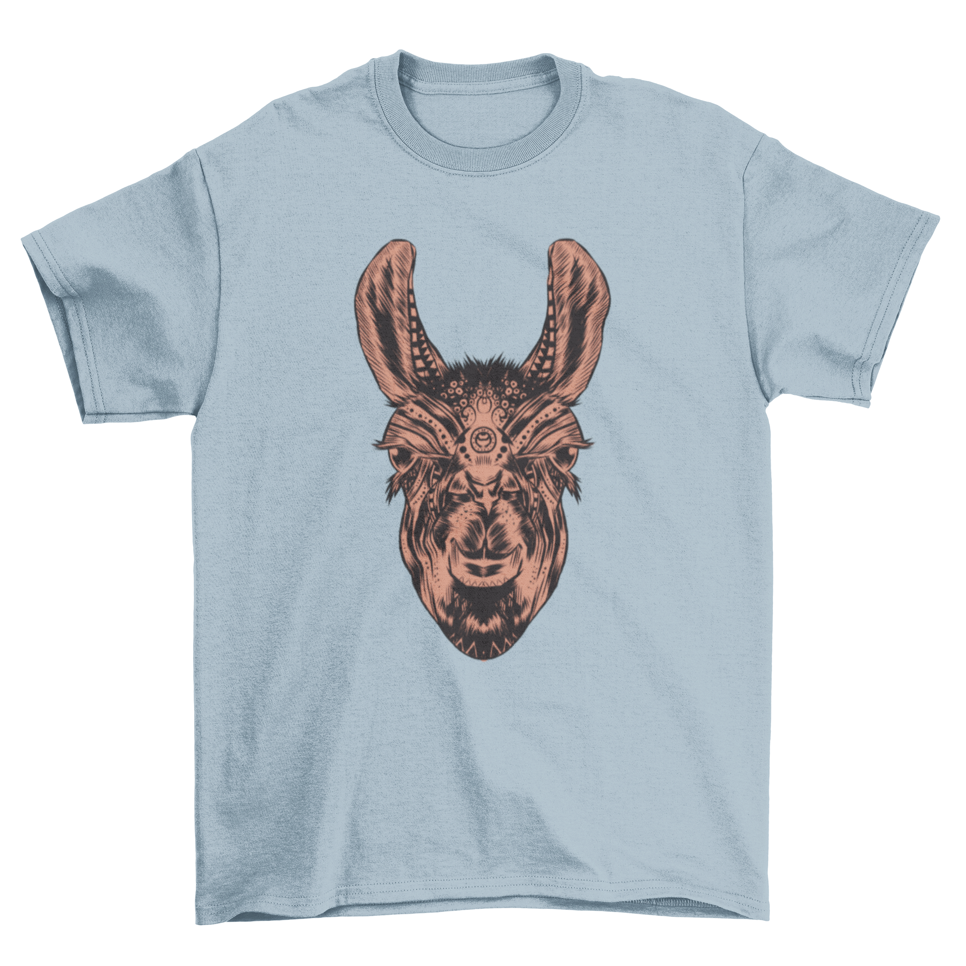 Mandala Llama T-Shirt featuring a colorful llama illustration within a mandala design.