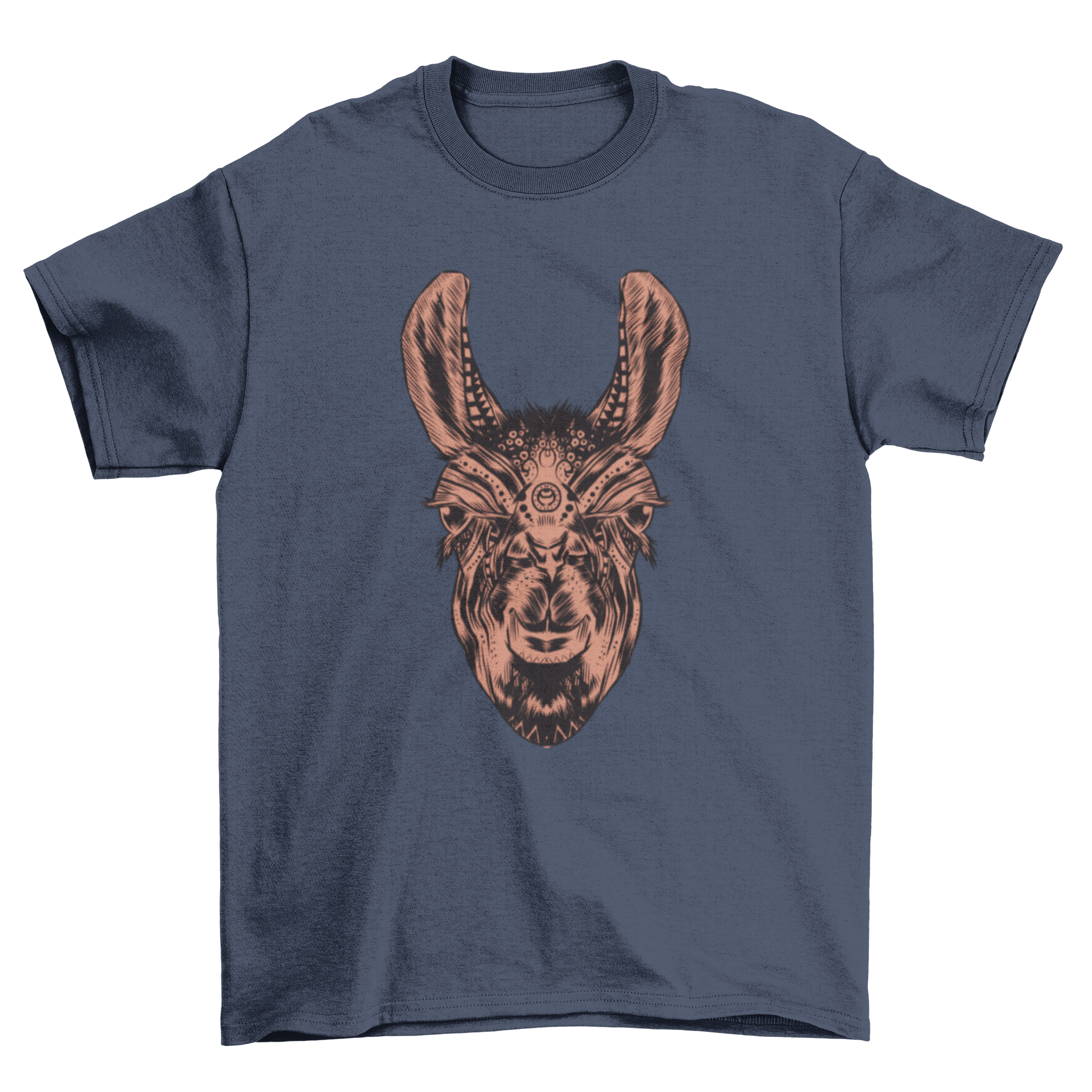 Mandala Llama T-Shirt featuring a colorful llama illustration within a mandala design.