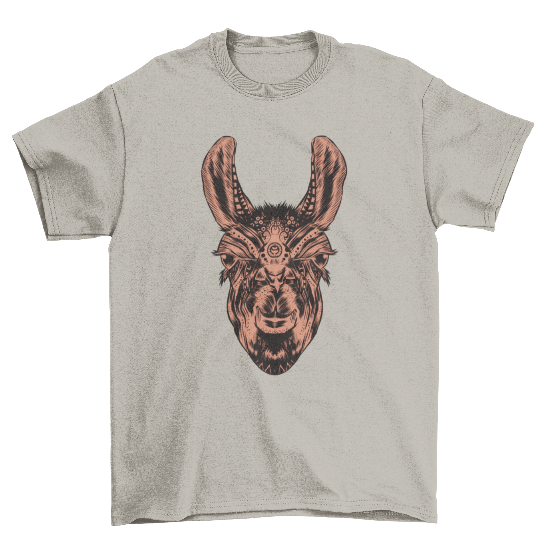 Mandala Llama T-Shirt featuring a colorful llama illustration within a mandala design.