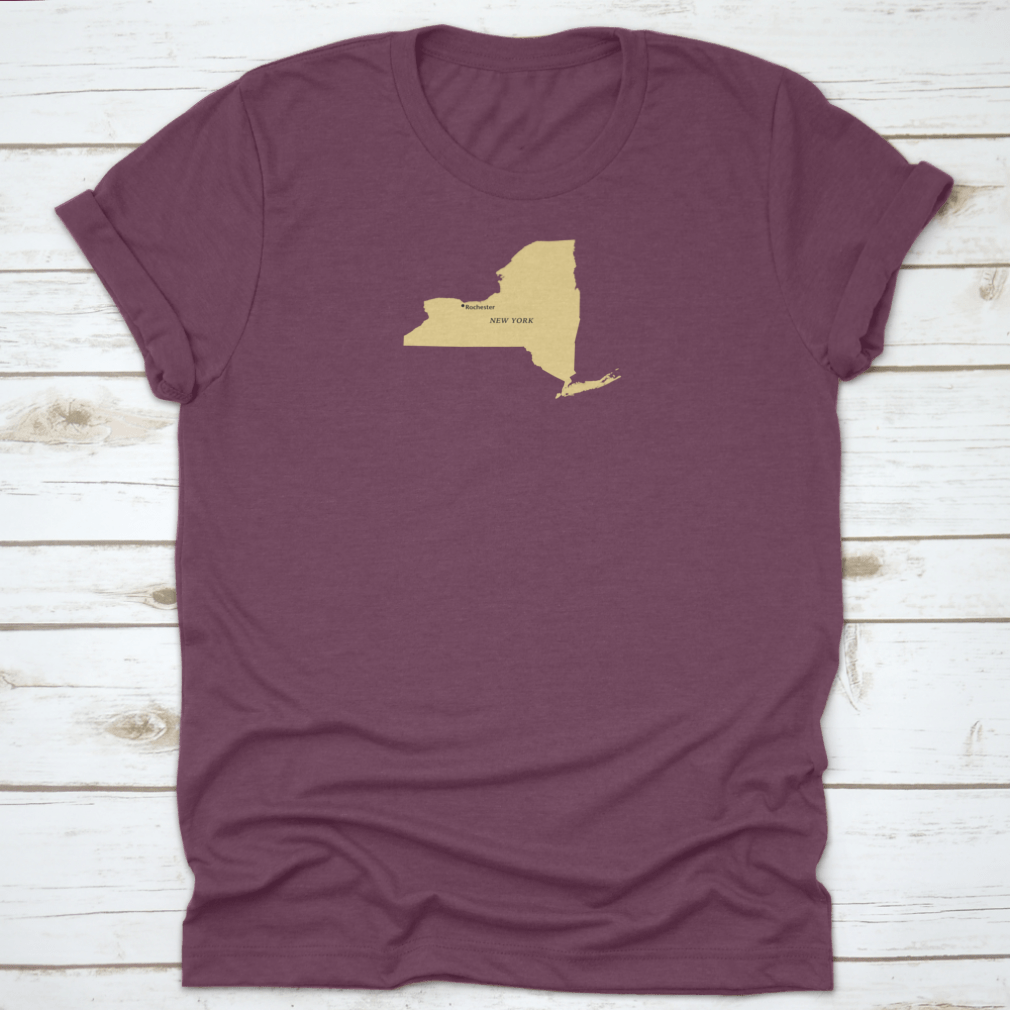 Map illustration showcasing Rochester, New York with a pinned location, featuring vibrant colors and intricate details.