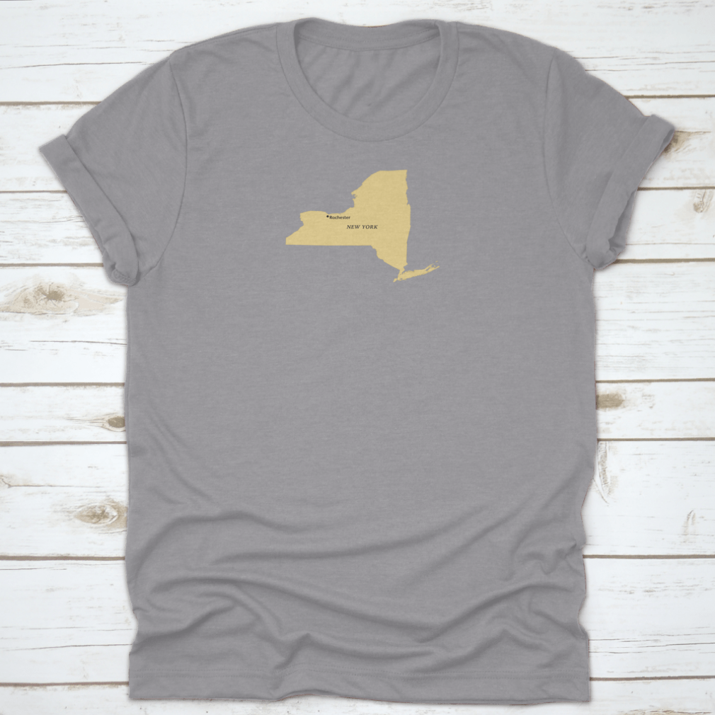 Map illustration showcasing Rochester, New York with a pinned location, featuring vibrant colors and intricate details.