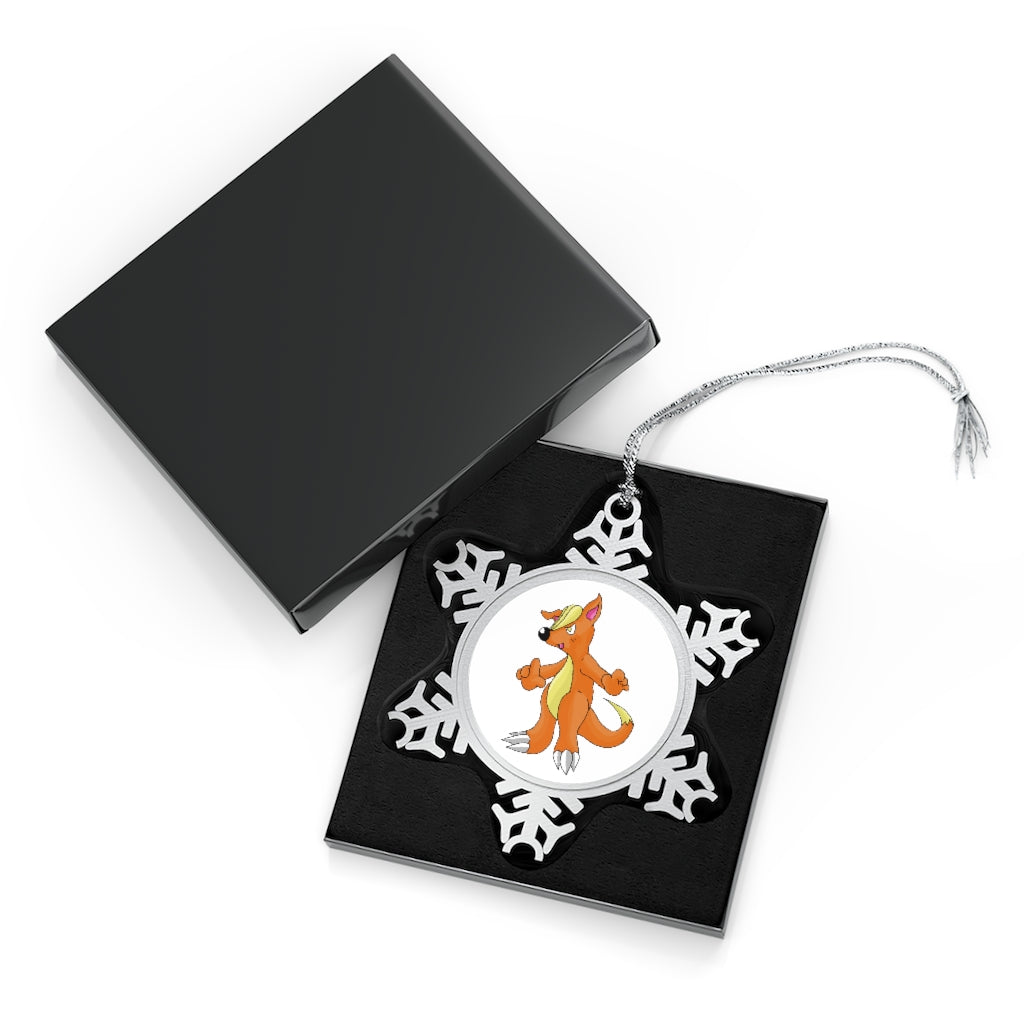 Marick Pewter Snowflake Ornament with intricate details and silver-toned hanging string, perfect for holiday decor.