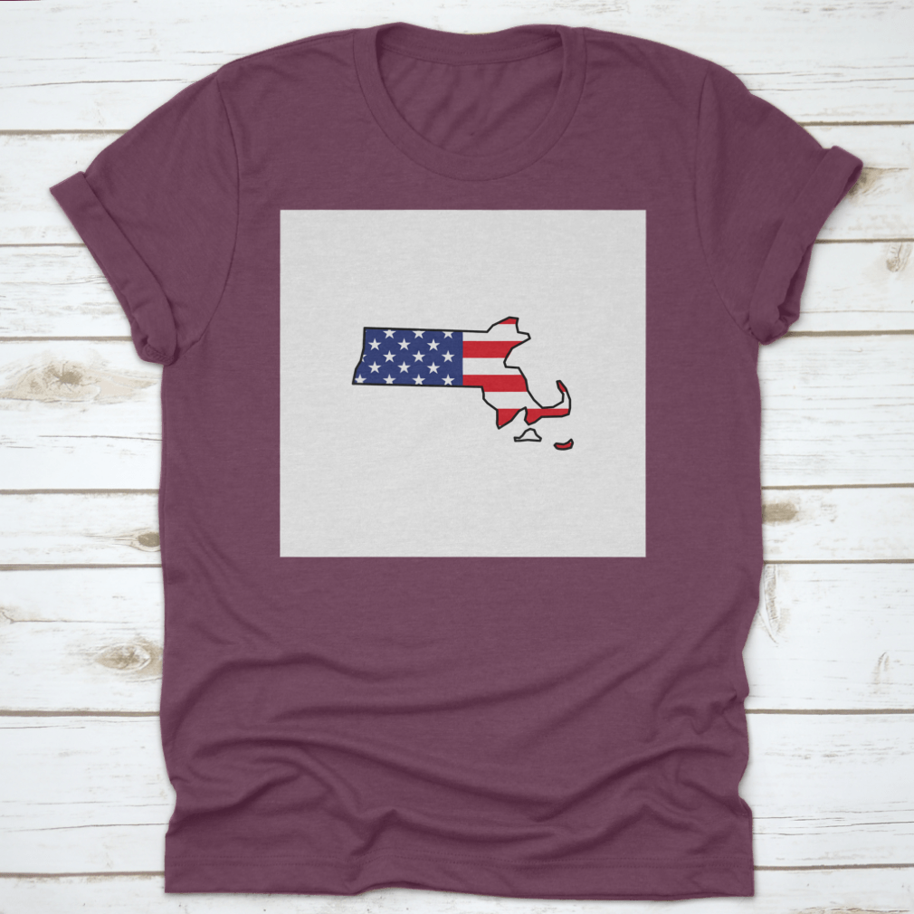 A stylish Massachusetts map icon design on a cotton fabric, showcasing the state's outline and features.