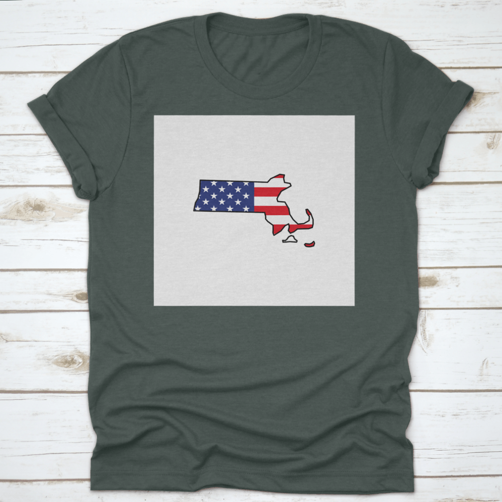 A stylish Massachusetts map icon design on a cotton fabric, showcasing the state's outline and features.