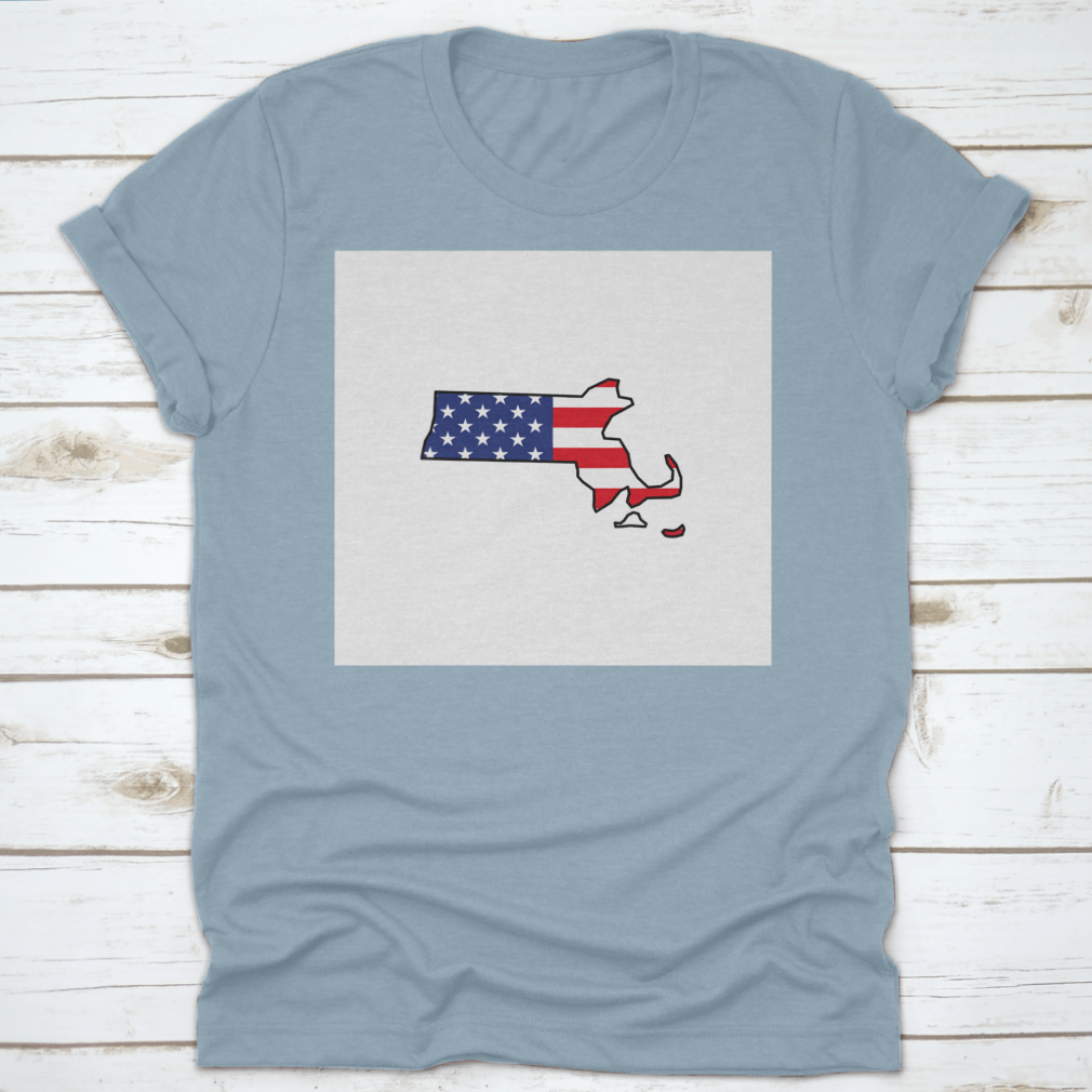 A stylish Massachusetts map icon design on a cotton fabric, showcasing the state's outline and features.
