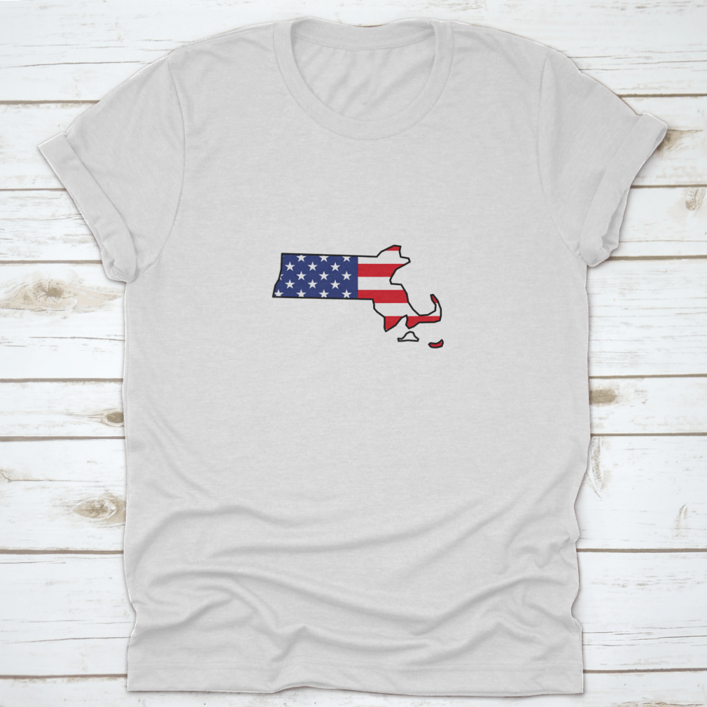 A stylish Massachusetts map icon design on a cotton fabric, showcasing the state's outline and features.