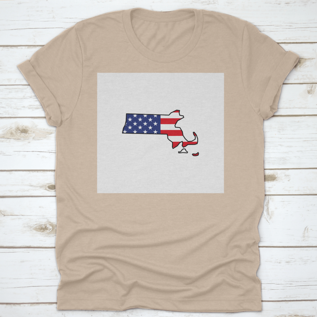 A stylish Massachusetts map icon design on a cotton fabric, showcasing the state's outline and features.