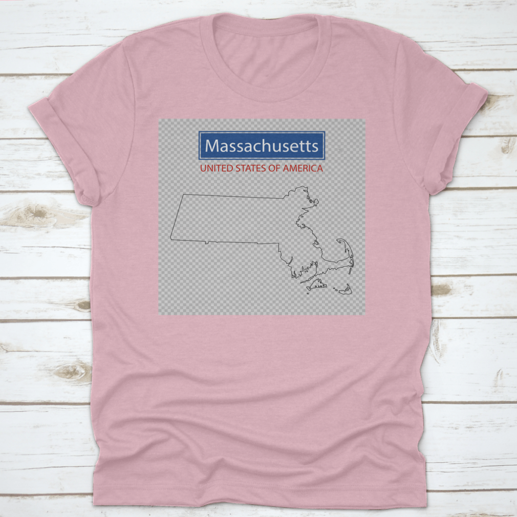 Massachusetts state outline map on a transparent background, showcasing detailed borders and geographical features.