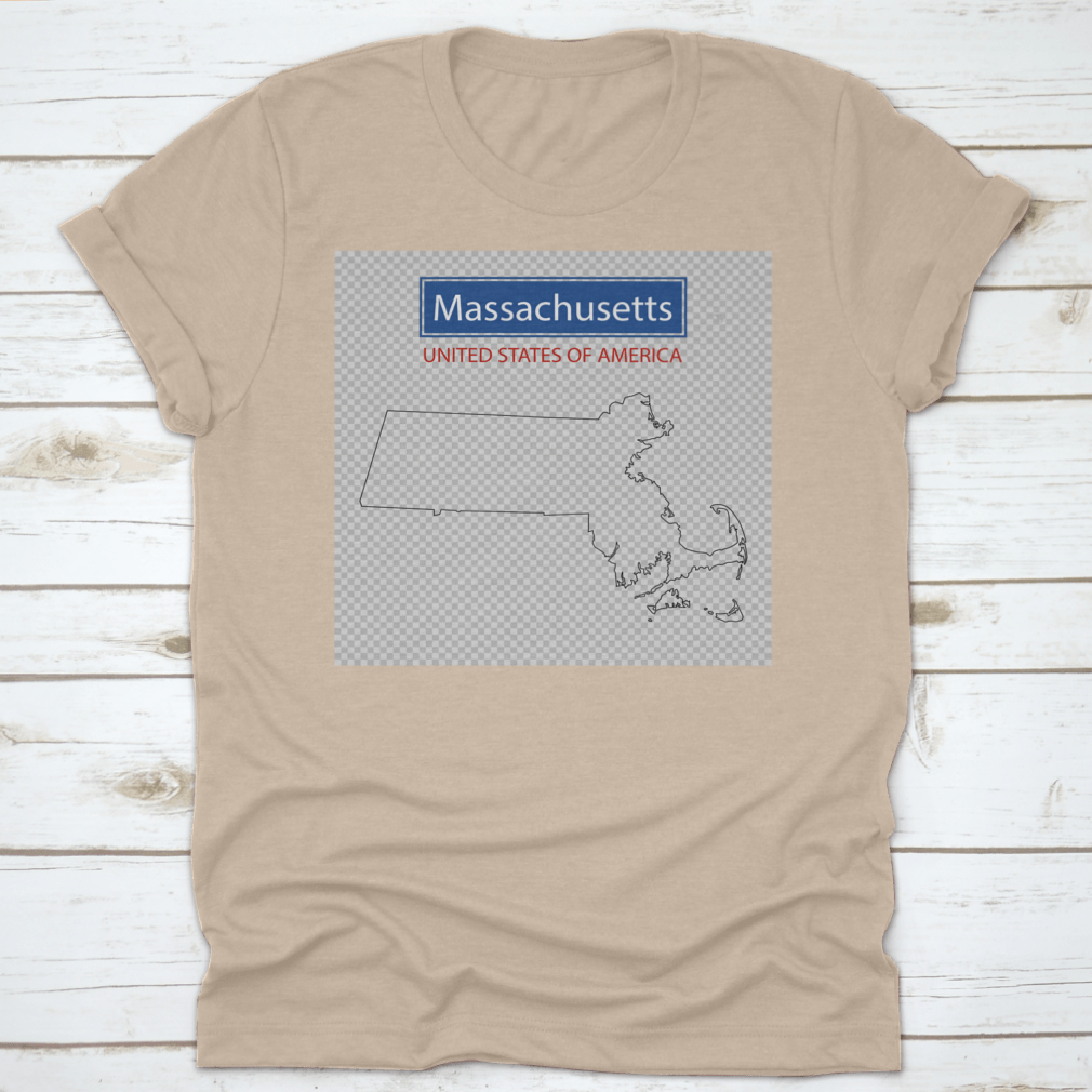 Massachusetts state outline map on a transparent background, showcasing detailed borders and geographical features.